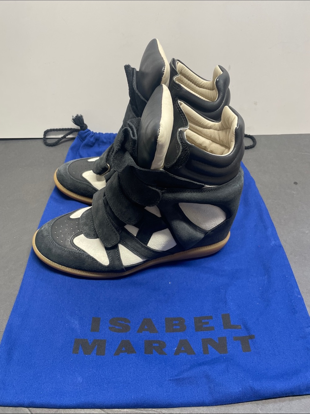 Isabel Marant bekett suede calfskin leather wedge sneakers - Picture 3 of 7